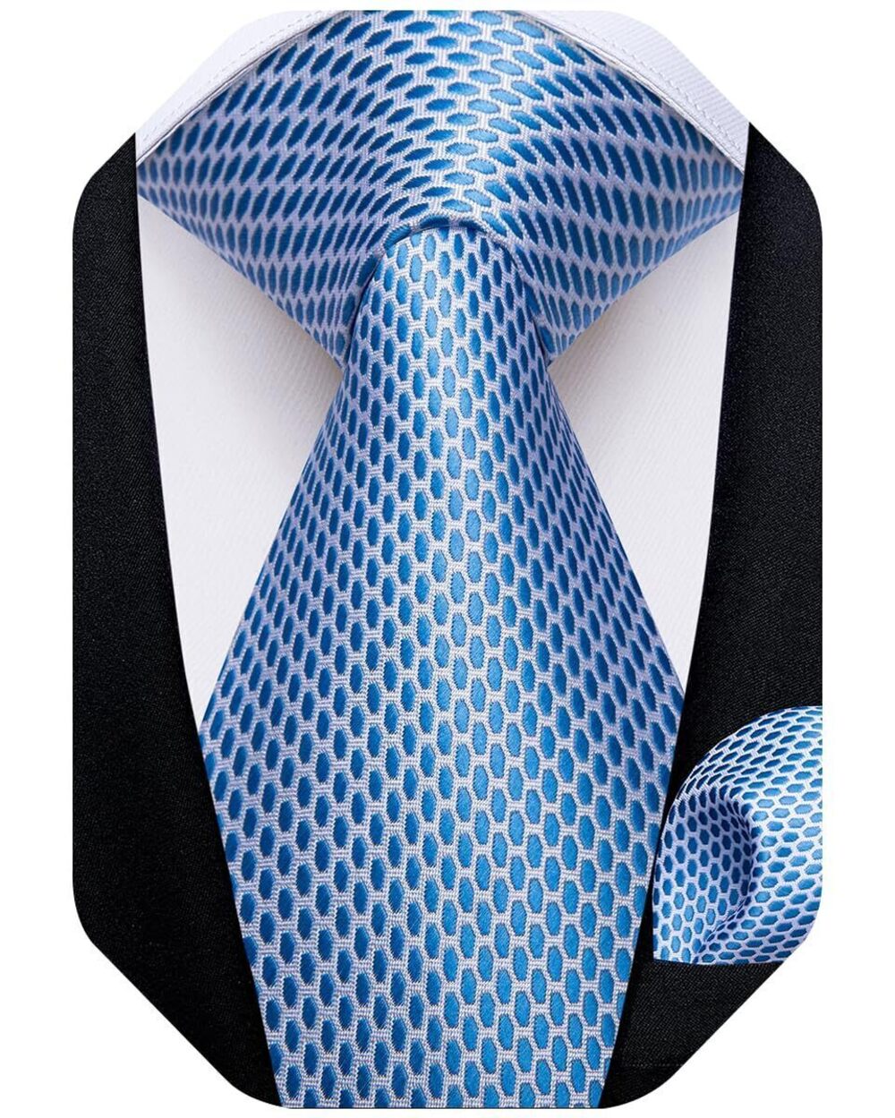 8149 Solid Color Tie and Pocket Square Set Woven Silk Plain Necktie &
